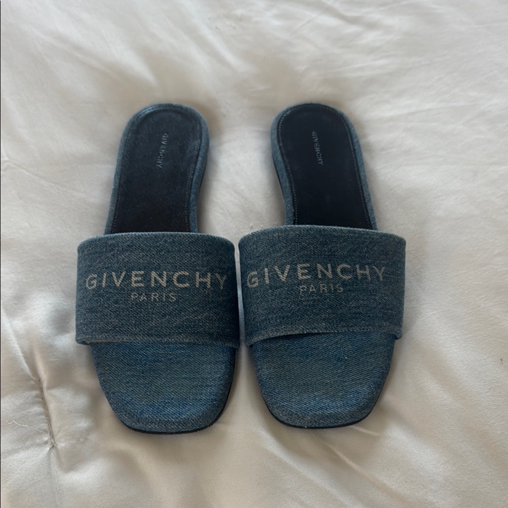 Givenchy Blue Denim Slides